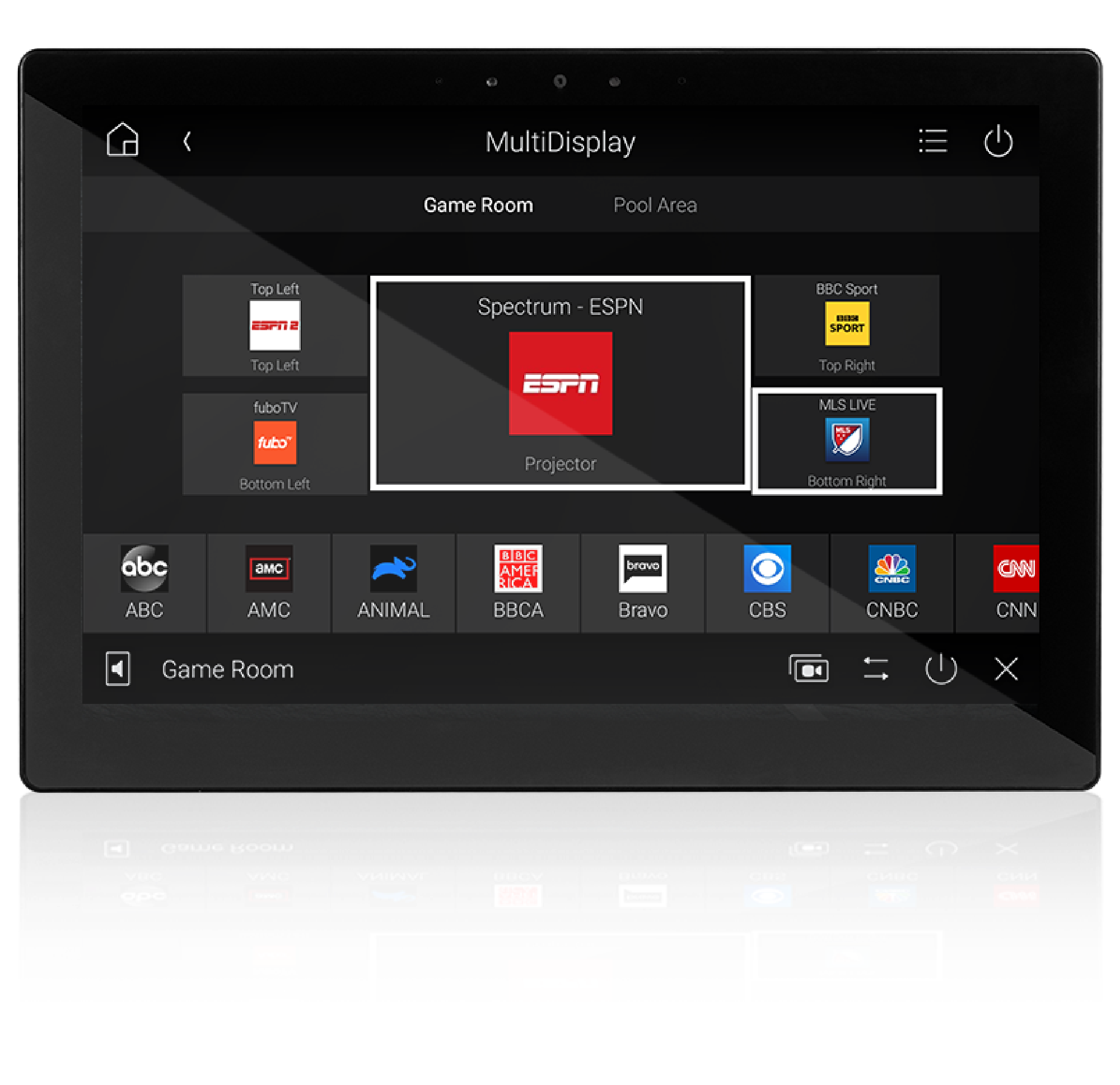 Close up of Control4 OS interface with descriptions of each on the side