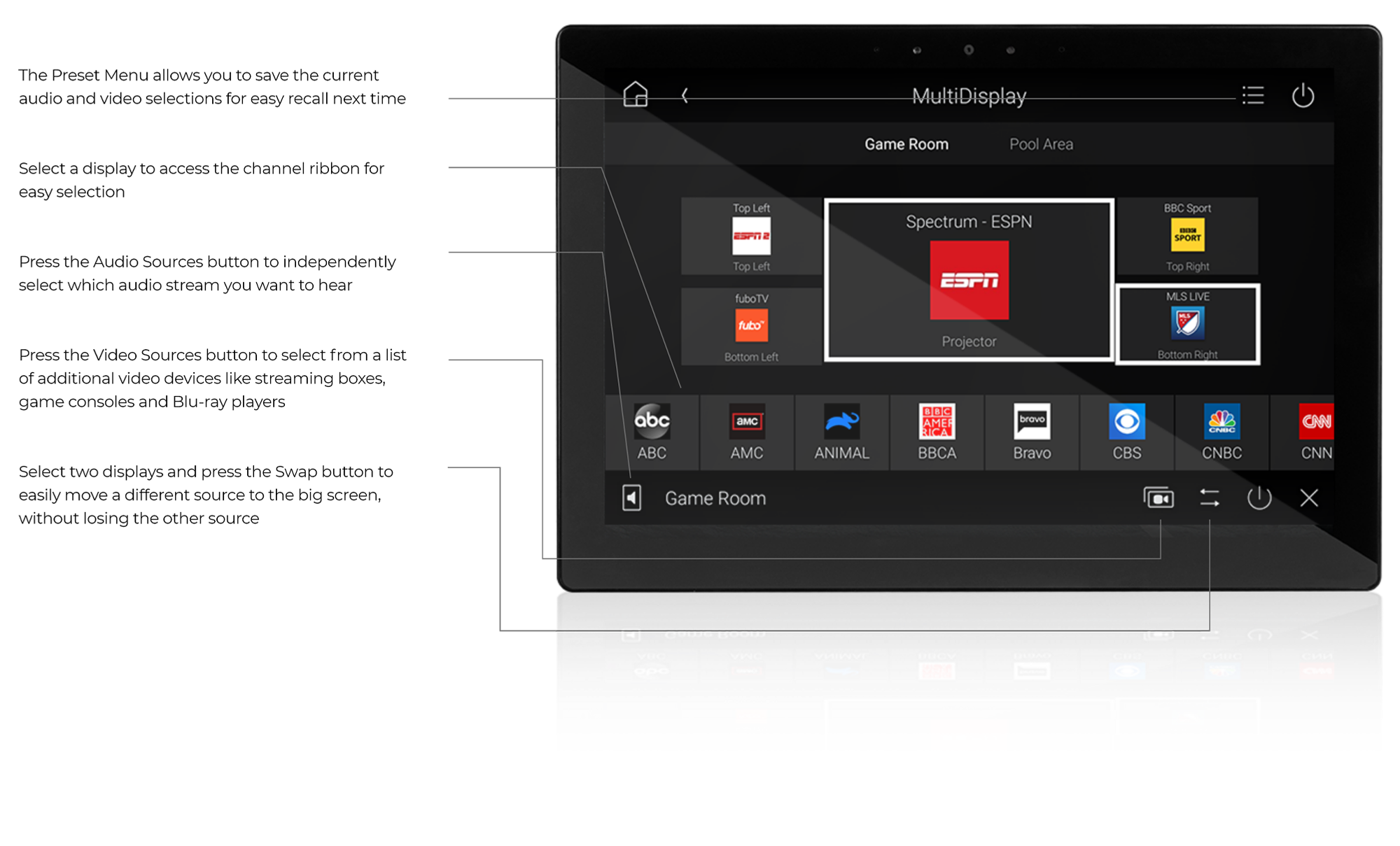 Close up of Control4 OS interface